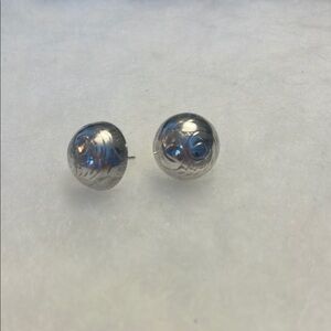 Silver Spherical Earrings with Detail